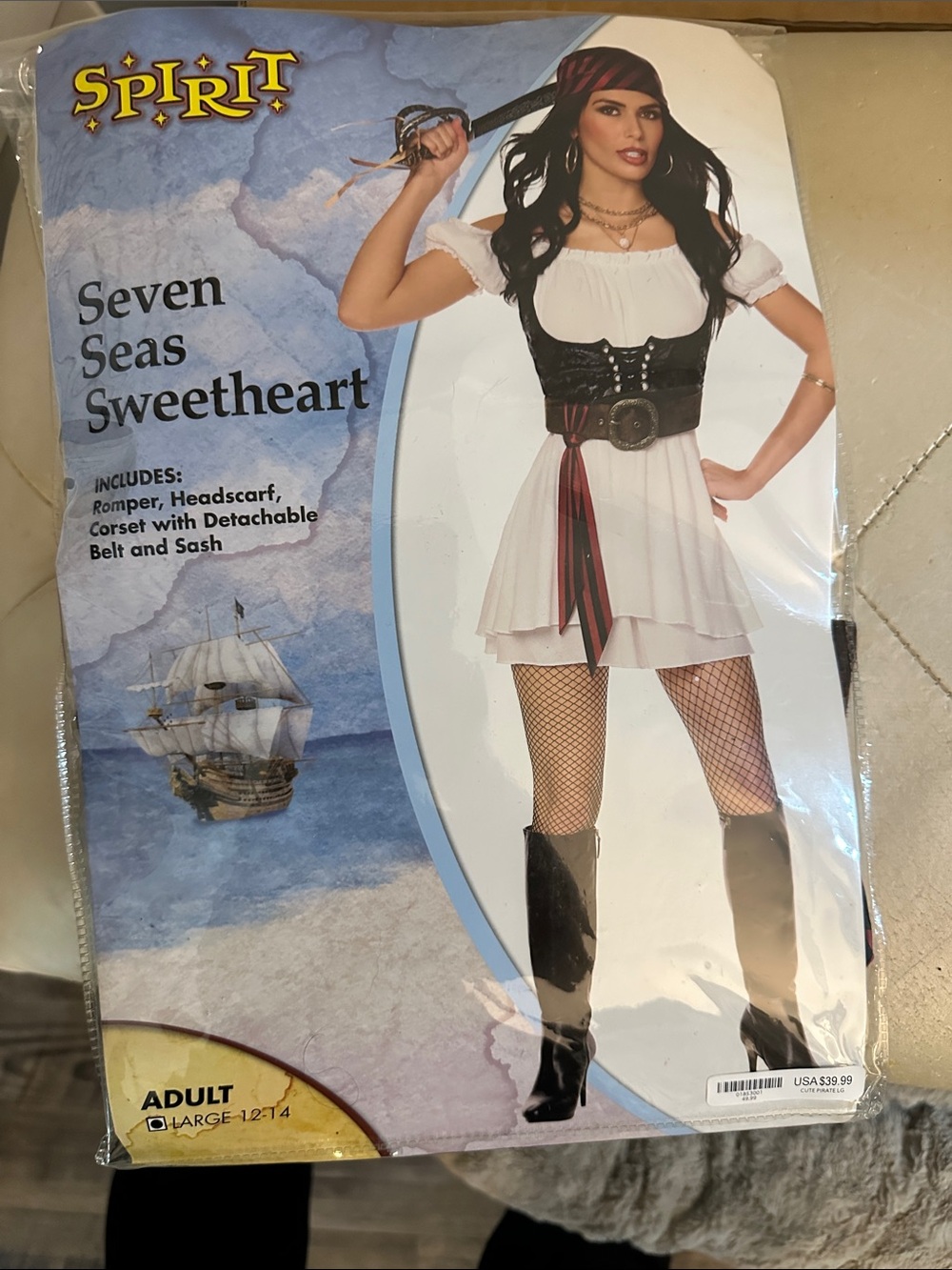 Spirit Seven Seas Sweetheart Pirate Costume - White, Black & Red